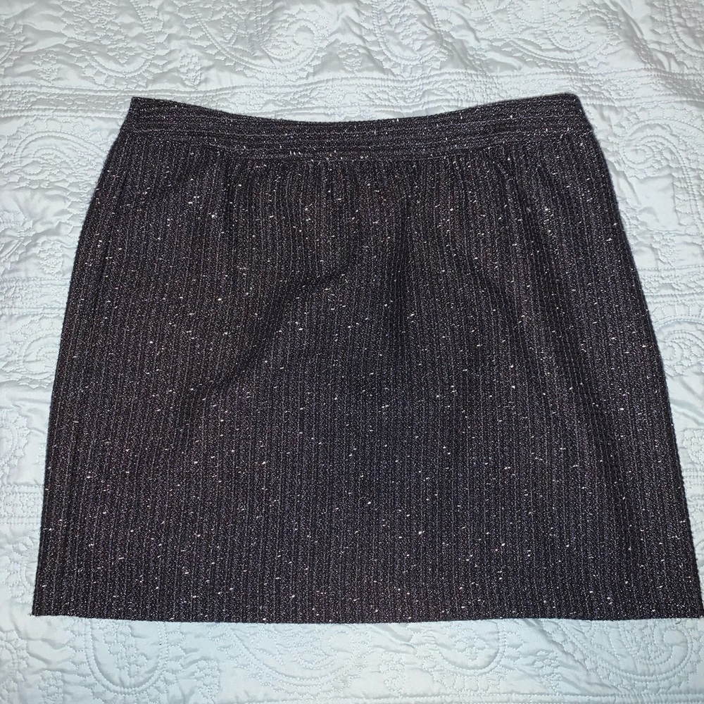Black shimmer tweed Loft skirt in petite